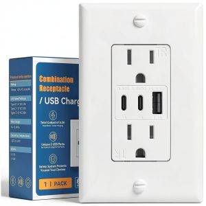 Amico USB Outlet 2C1A Ports Tamper Resistant Charging-0