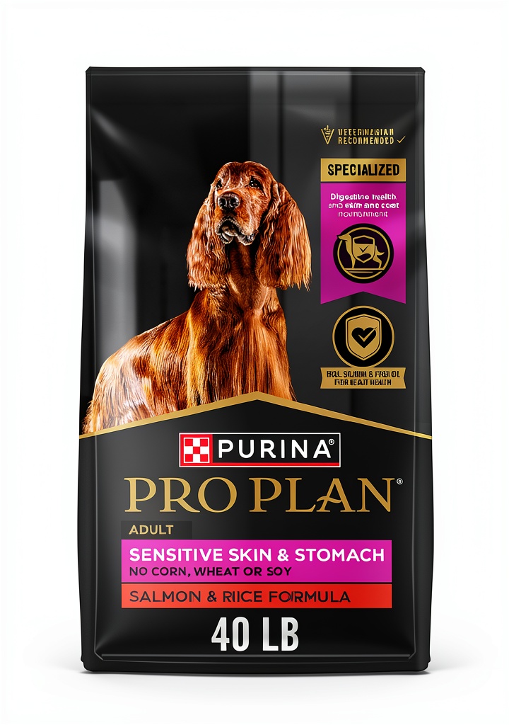 Unboxing Purina High Protein Dog Food with Salmon Omega‑3 on a kitchen counter