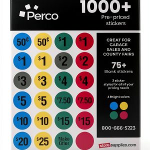 Garage Sale Price Tags Perco Multicolored 1000-Item Label Sheets-0