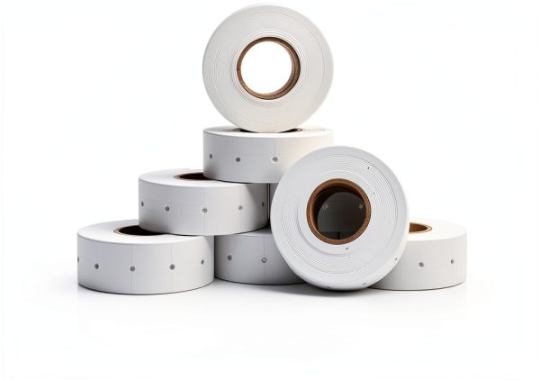 Perco 2 Line white labels 8 Rolls 6,000 Price Date Gun Labels USA-0