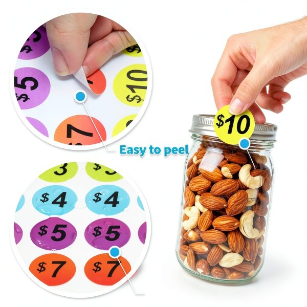 Price Stickers MOIKKA GC 1560pcs Removable Garage Sale Labels-4